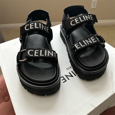 celine bulky sandals|second hand fur Celine sandals.